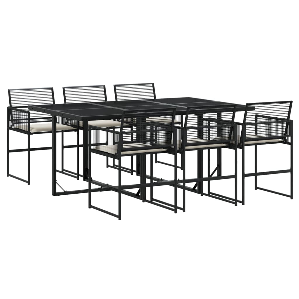 7-delige Tuinset met kussens poly rattan zwart is nu te koop bij PeponiXL, paradijselijk wonen!