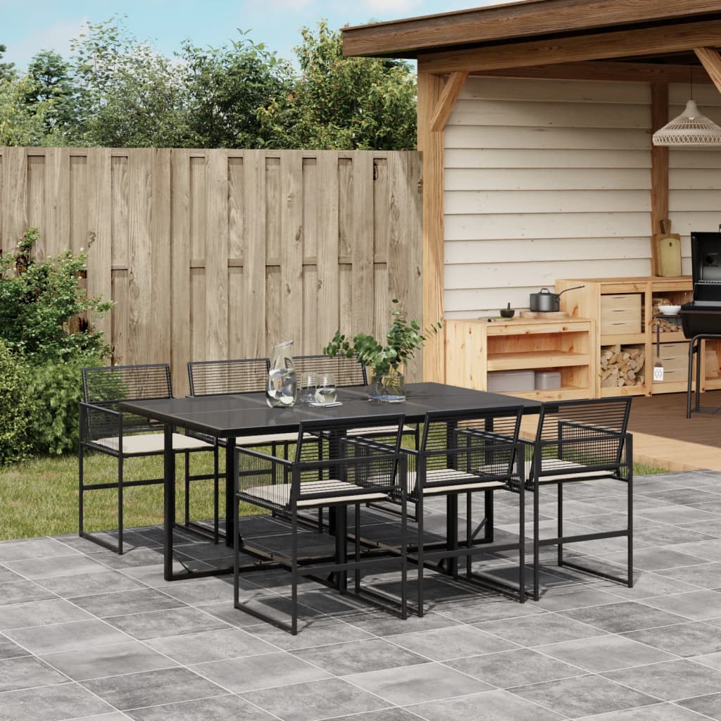 7-delige Tuinset met kussens poly rattan zwart is nu te koop bij PeponiXL, paradijselijk wonen!