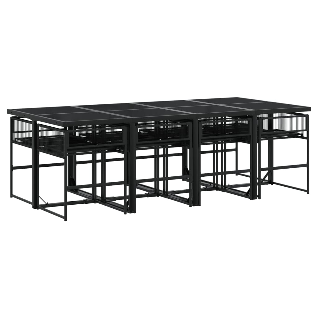 9-delige Tuinset poly rattan zwart is nu te koop bij PeponiXL, paradijselijk wonen!