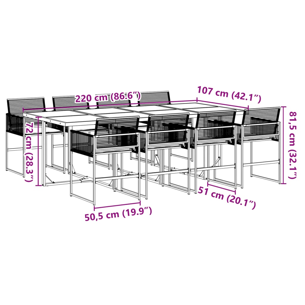 9-delige Tuinset poly rattan zwart is nu te koop bij PeponiXL, paradijselijk wonen!