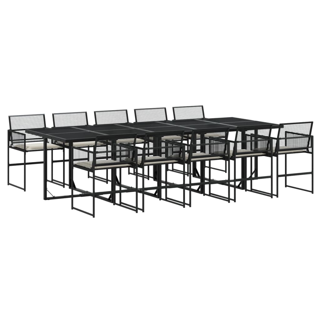 11-delige Tuinset met kussens poly rattan zwart is nu te koop bij PeponiXL, paradijselijk wonen!
