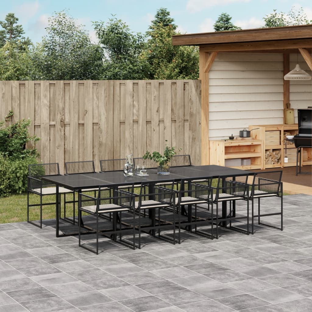 11-delige Tuinset met kussens poly rattan zwart is nu te koop bij PeponiXL, paradijselijk wonen!