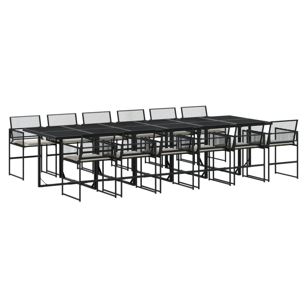 13-delige Tuinset met kussens poly rattan zwart is nu te koop bij PeponiXL, paradijselijk wonen!