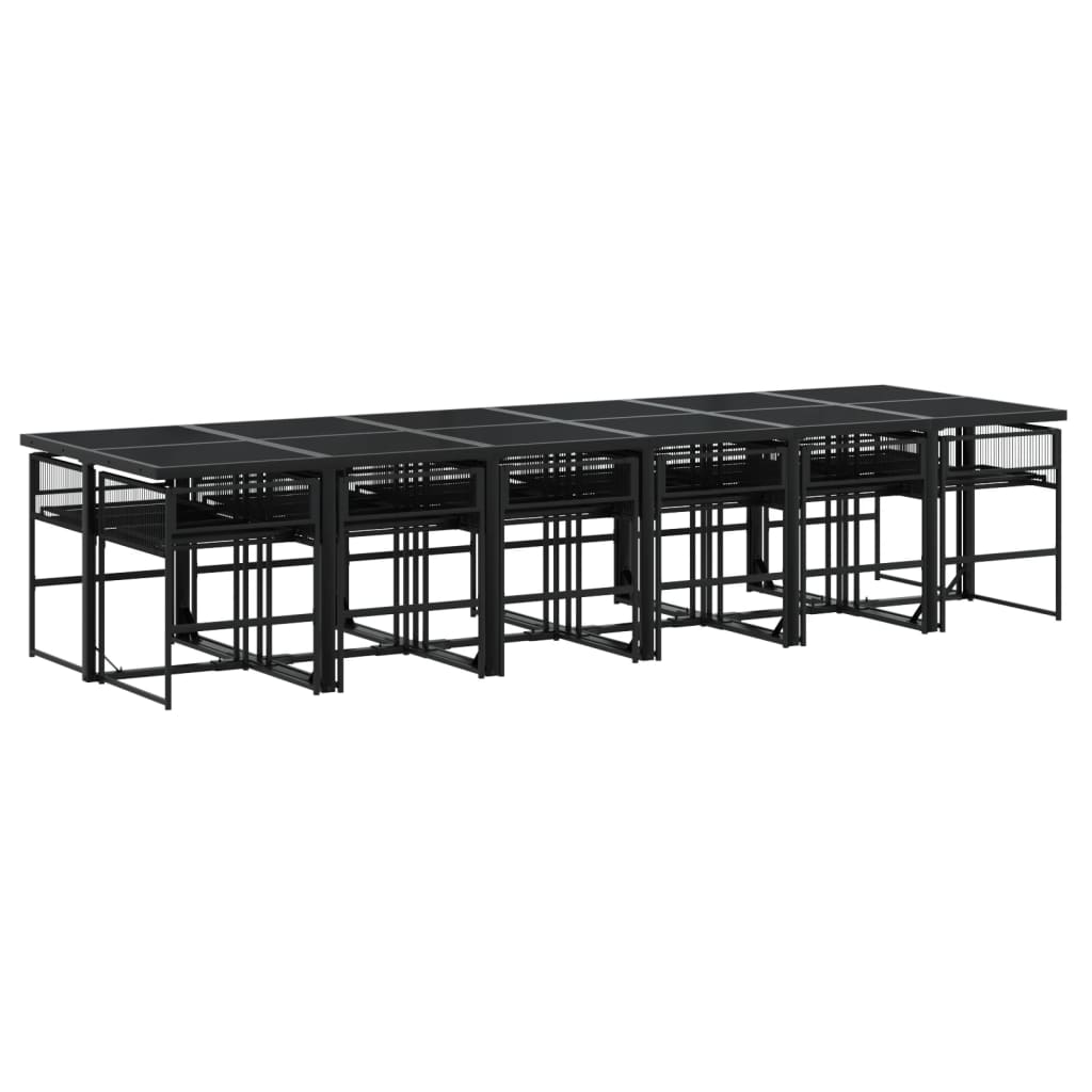 13-delige Tuinset met kussens poly rattan zwart is nu te koop bij PeponiXL, paradijselijk wonen!