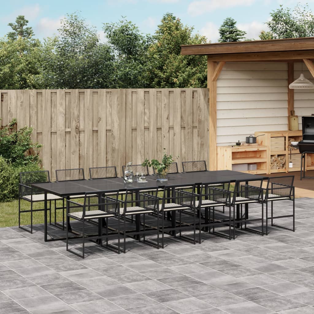 13-delige Tuinset met kussens poly rattan zwart is nu te koop bij PeponiXL, paradijselijk wonen!