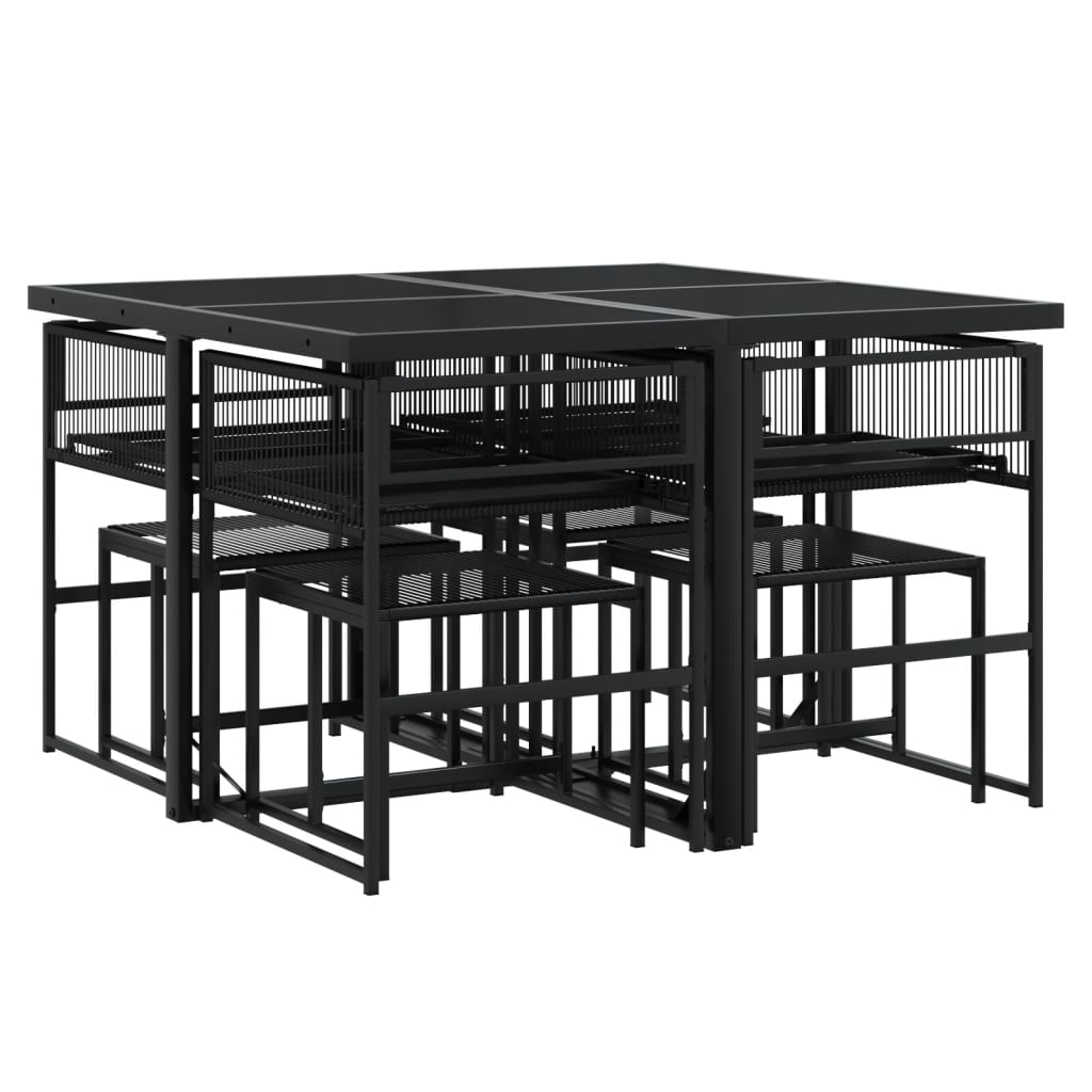 9-delige Tuinset poly rattan zwart is nu te koop bij PeponiXL, paradijselijk wonen!