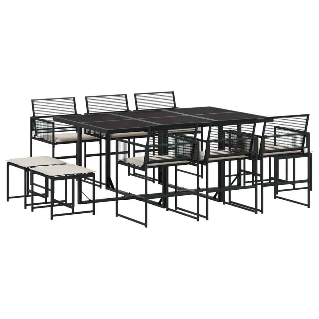 11-delige Tuinset met kussens poly rattan zwart is nu te koop bij PeponiXL, paradijselijk wonen!
