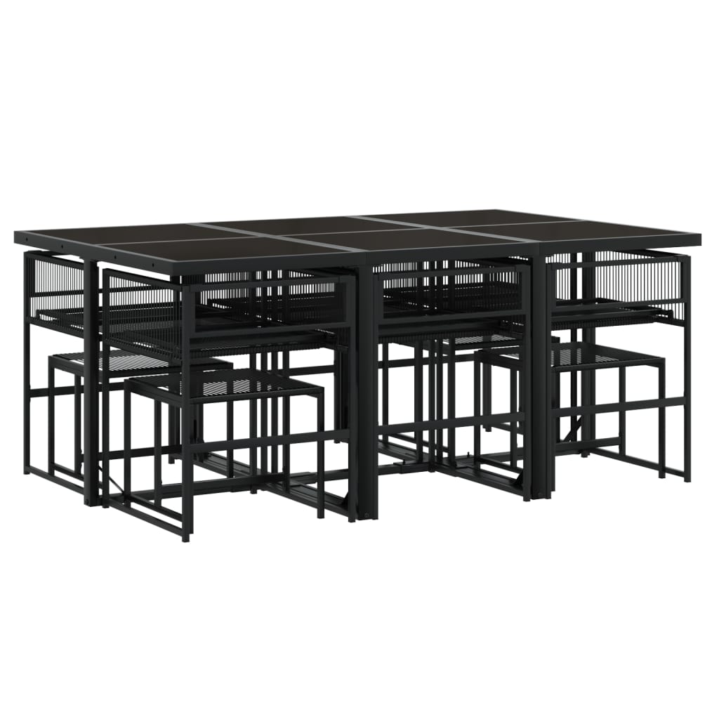 11-delige Tuinset met kussens poly rattan zwart is nu te koop bij PeponiXL, paradijselijk wonen!