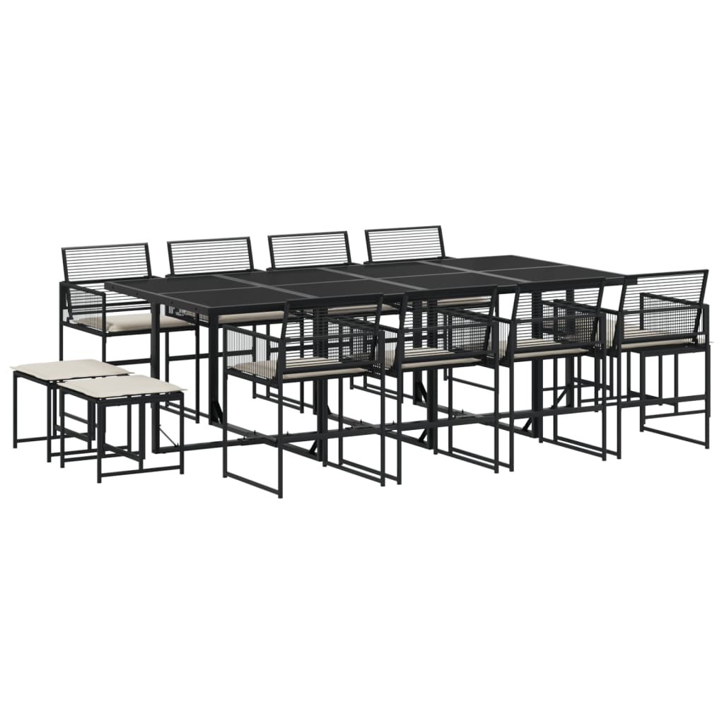 13-delige Tuinset met kussens poly rattan zwart is nu te koop bij PeponiXL, paradijselijk wonen!