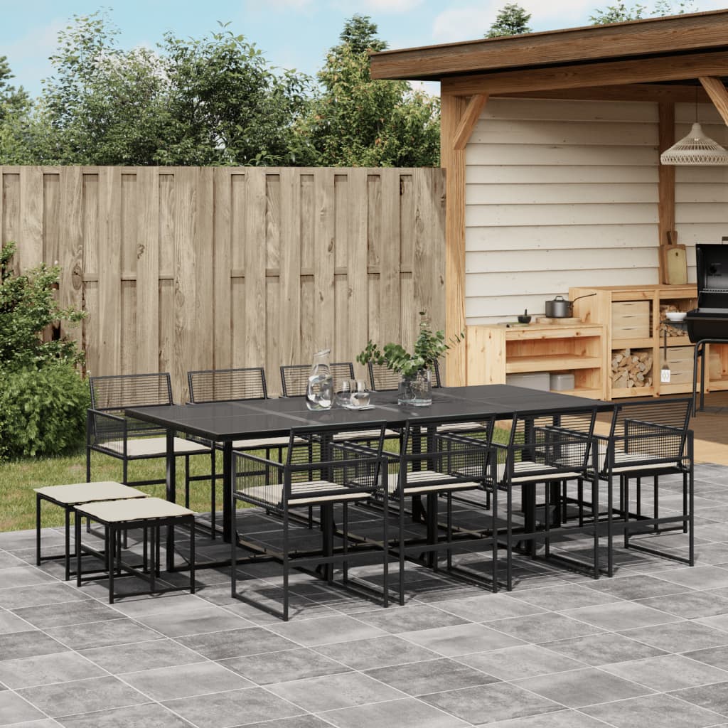 13-delige Tuinset met kussens poly rattan zwart is nu te koop bij PeponiXL, paradijselijk wonen!