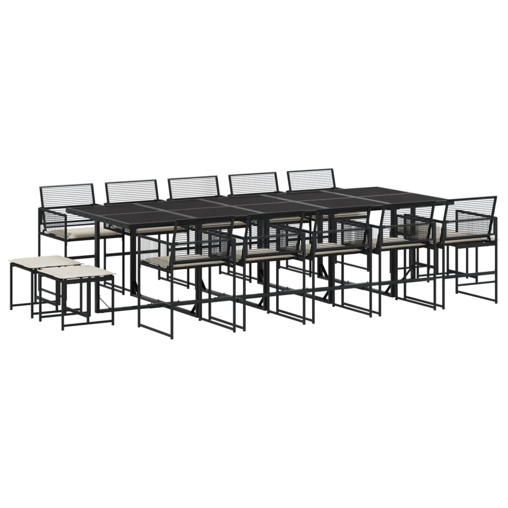 15-delige Tuinset met kussens poly rattan zwart is nu te koop bij PeponiXL, paradijselijk wonen!