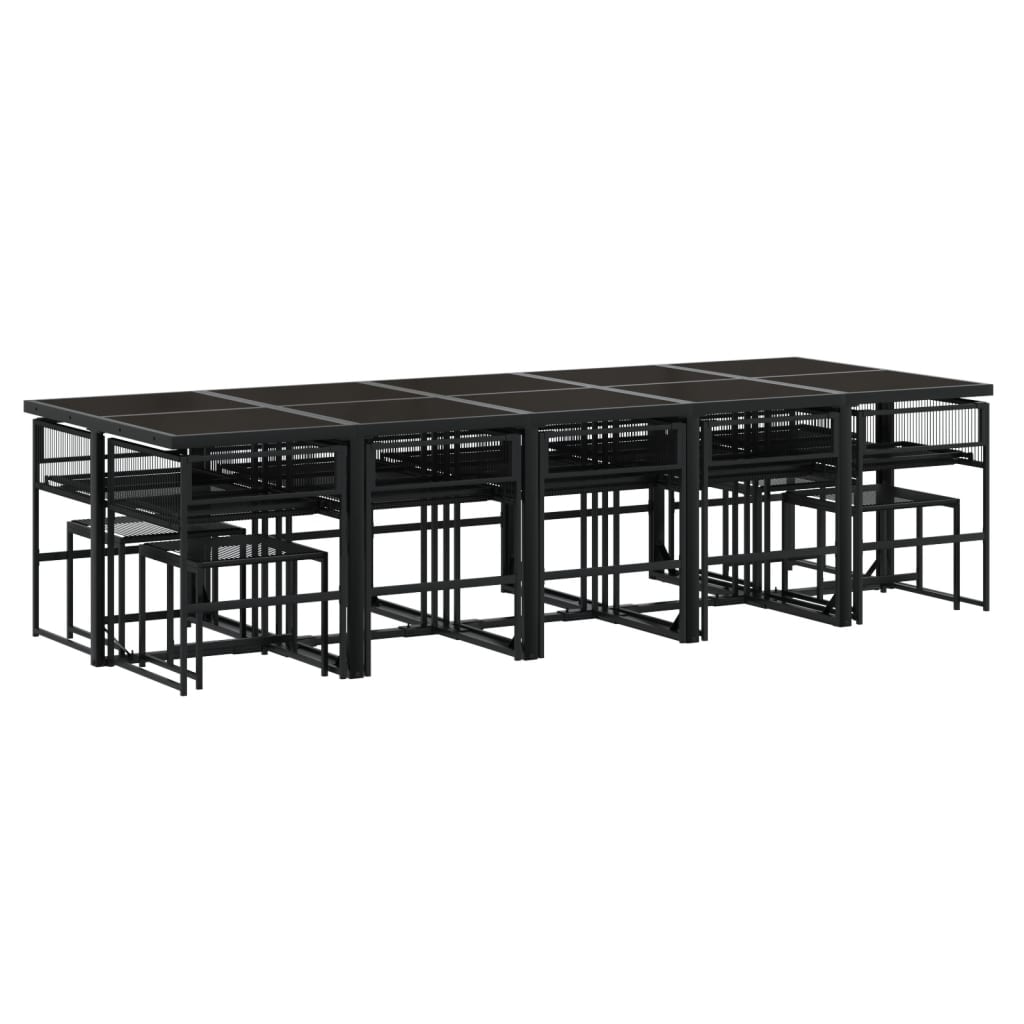 15-delige Tuinset met kussens poly rattan zwart is nu te koop bij PeponiXL, paradijselijk wonen!