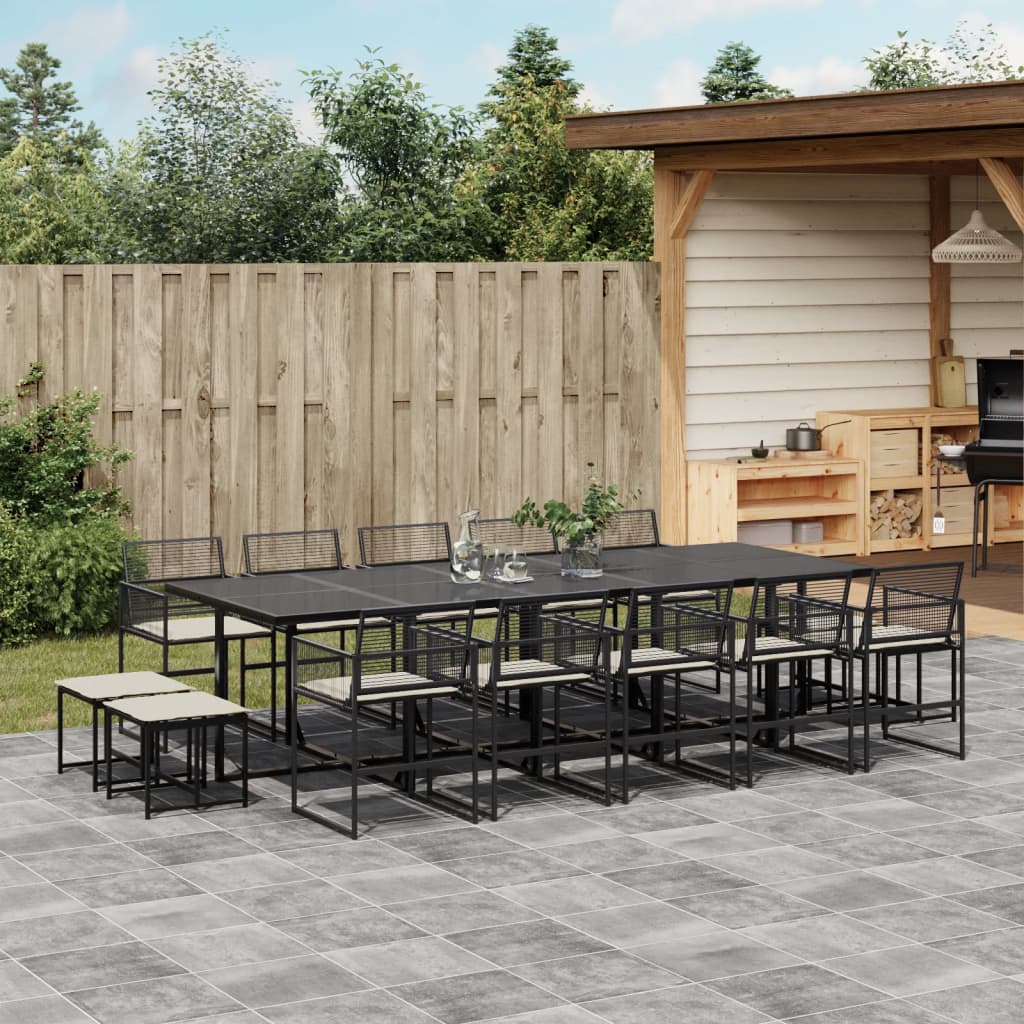 15-delige Tuinset met kussens poly rattan zwart is nu te koop bij PeponiXL, paradijselijk wonen!