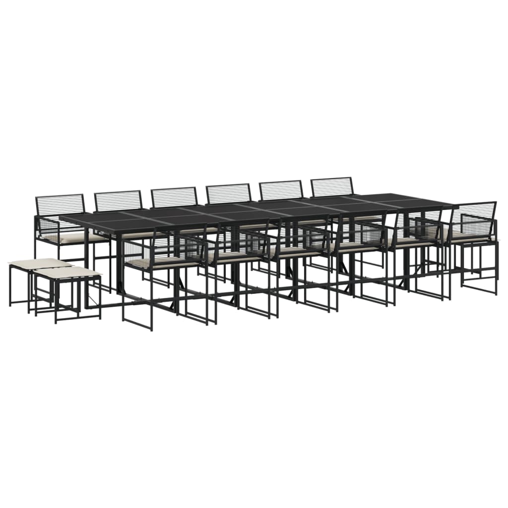 17-delige Tuinset met kussens poly rattan zwart is nu te koop bij PeponiXL, paradijselijk wonen!