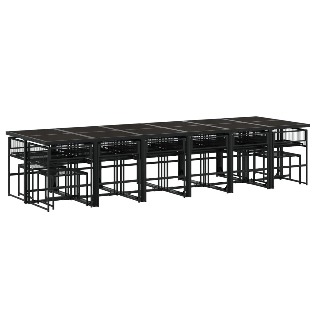 17-delige Tuinset met kussens poly rattan zwart is nu te koop bij PeponiXL, paradijselijk wonen!