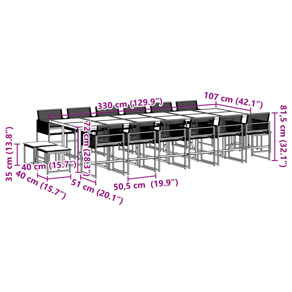 17-delige Tuinset met kussens poly rattan zwart is nu te koop bij PeponiXL, paradijselijk wonen!