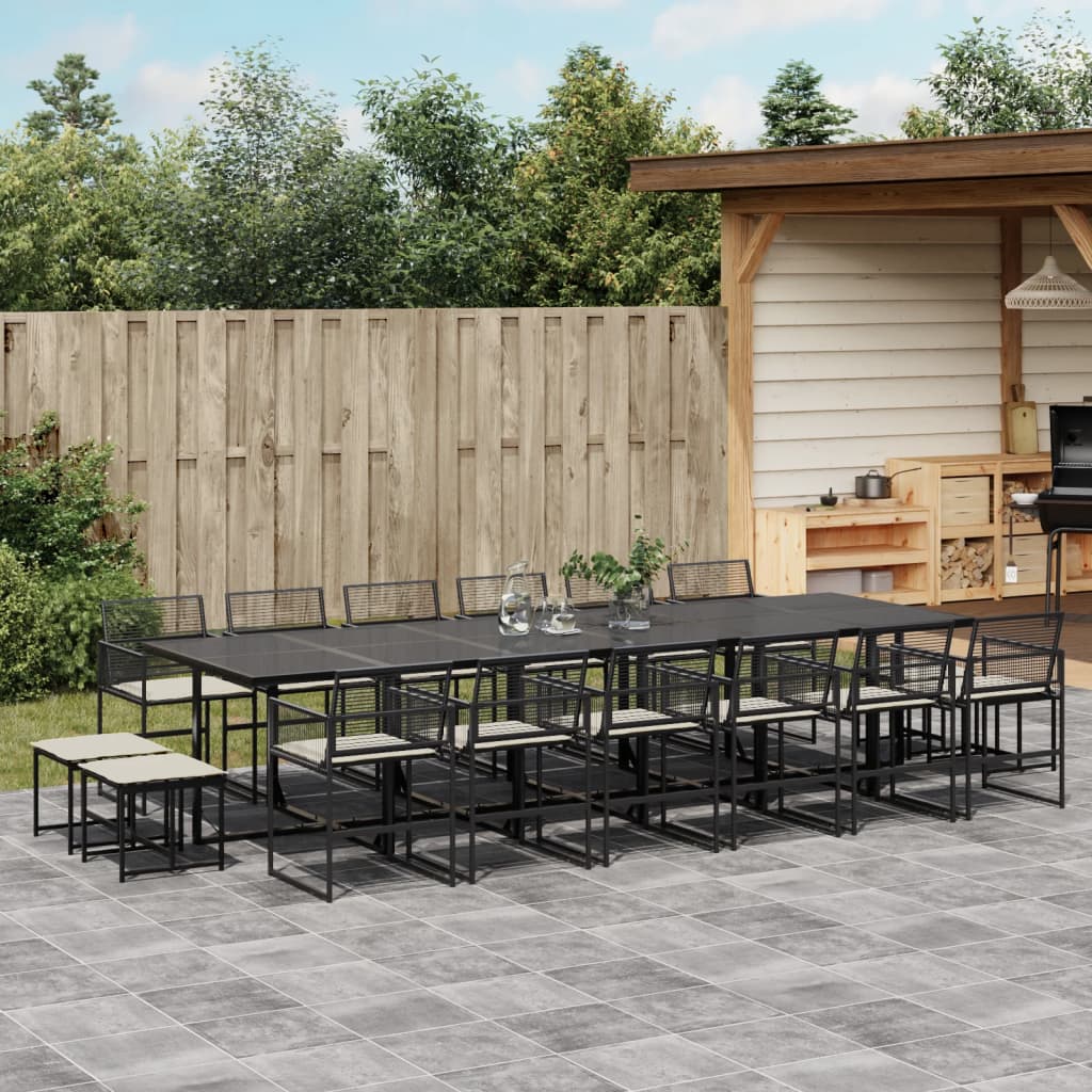 17-delige Tuinset met kussens poly rattan zwart is nu te koop bij PeponiXL, paradijselijk wonen!
