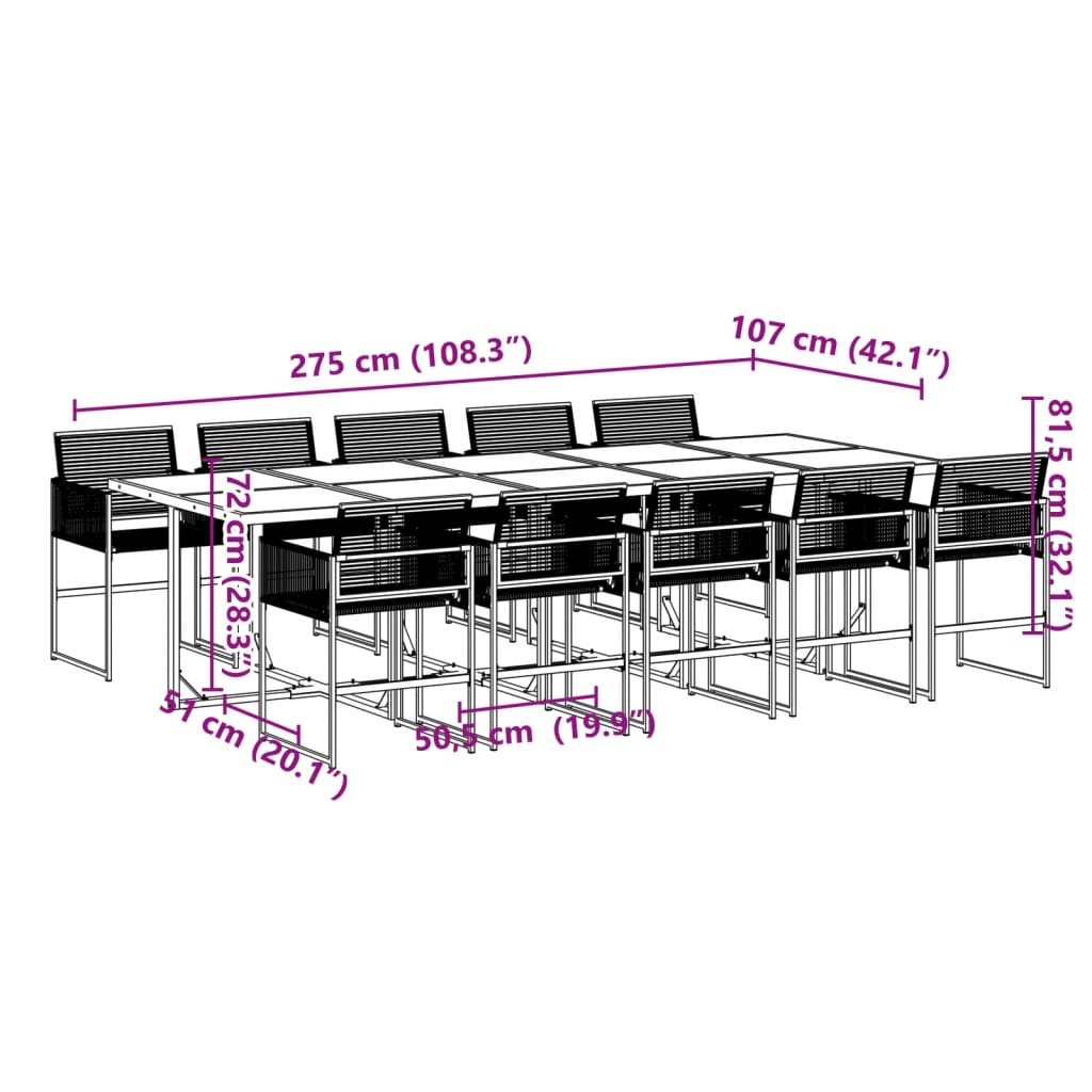 11-delige Tuinset poly rattan zwart is nu te koop bij PeponiXL, paradijselijk wonen!