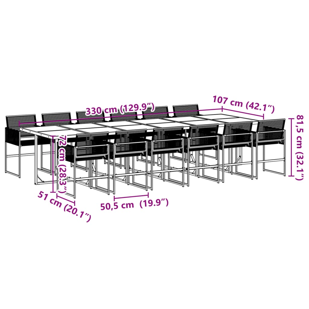 13-delige Tuinset poly rattan zwart is nu te koop bij PeponiXL, paradijselijk wonen!