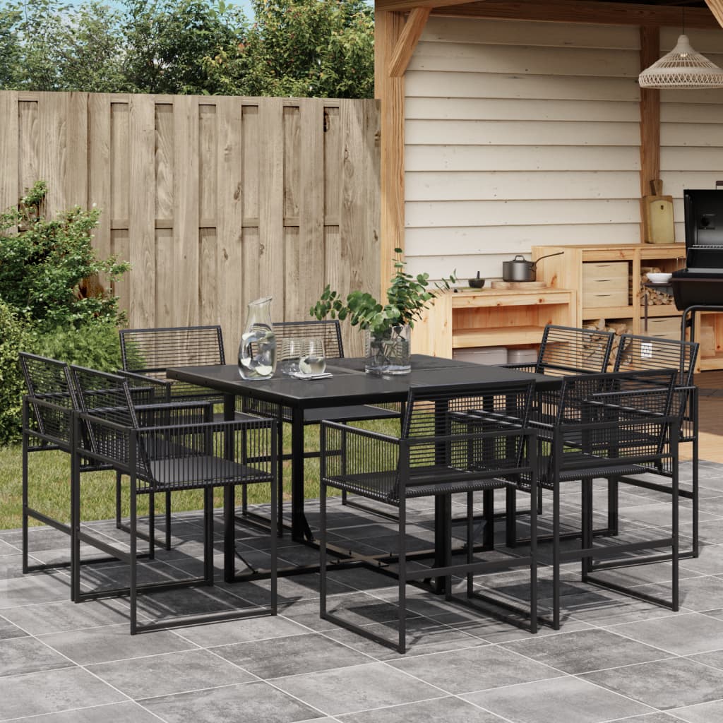 9-delige Tuinset poly rattan zwart is nu te koop bij PeponiXL, paradijselijk wonen!