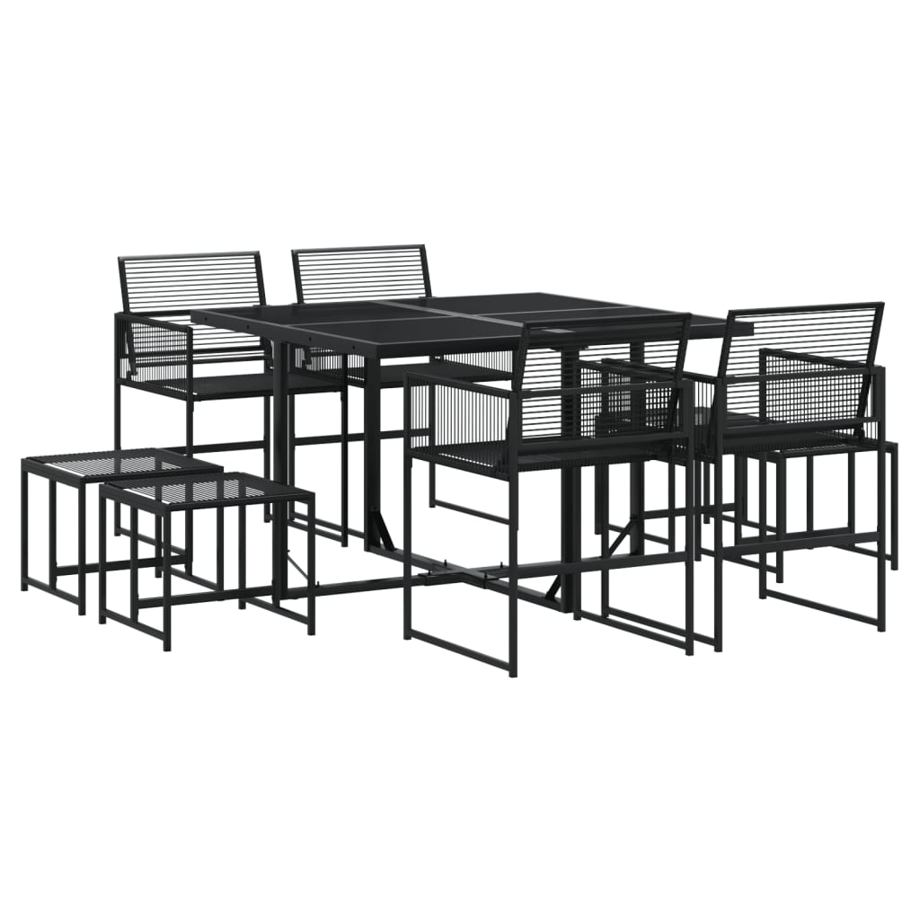 9-delige Tuinset poly rattan zwart is nu te koop bij PeponiXL, paradijselijk wonen!