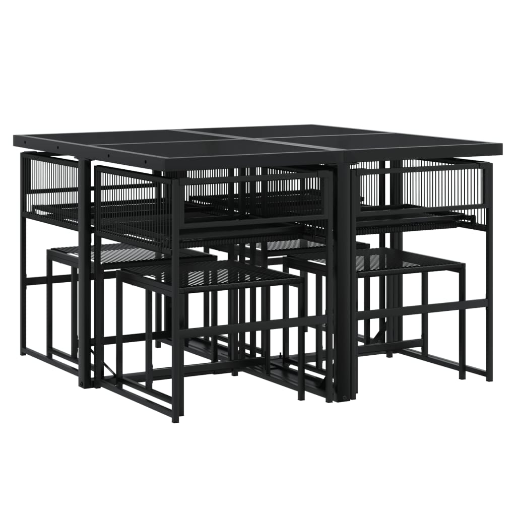 9-delige Tuinset poly rattan zwart is nu te koop bij PeponiXL, paradijselijk wonen!