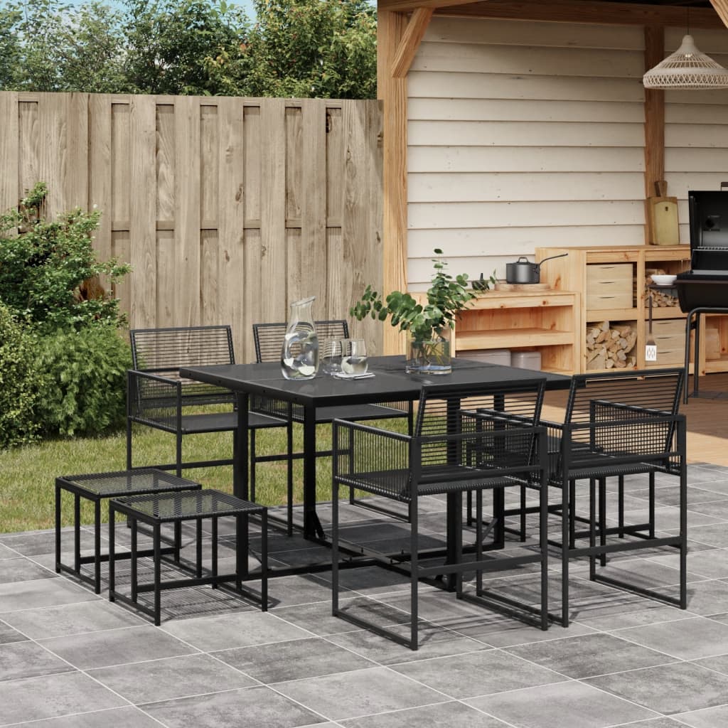 9-delige Tuinset poly rattan zwart is nu te koop bij PeponiXL, paradijselijk wonen!