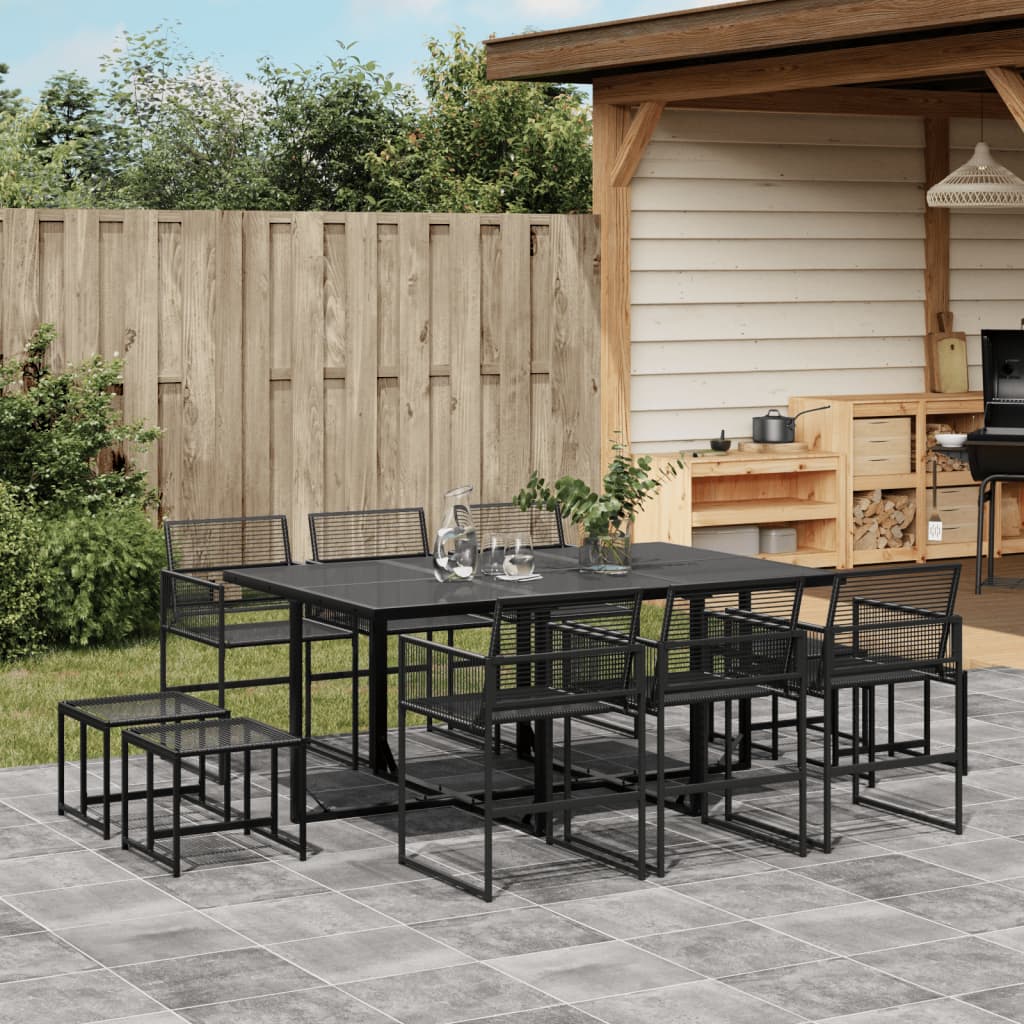 11-delige Tuinset poly rattan zwart is nu te koop bij PeponiXL, paradijselijk wonen!