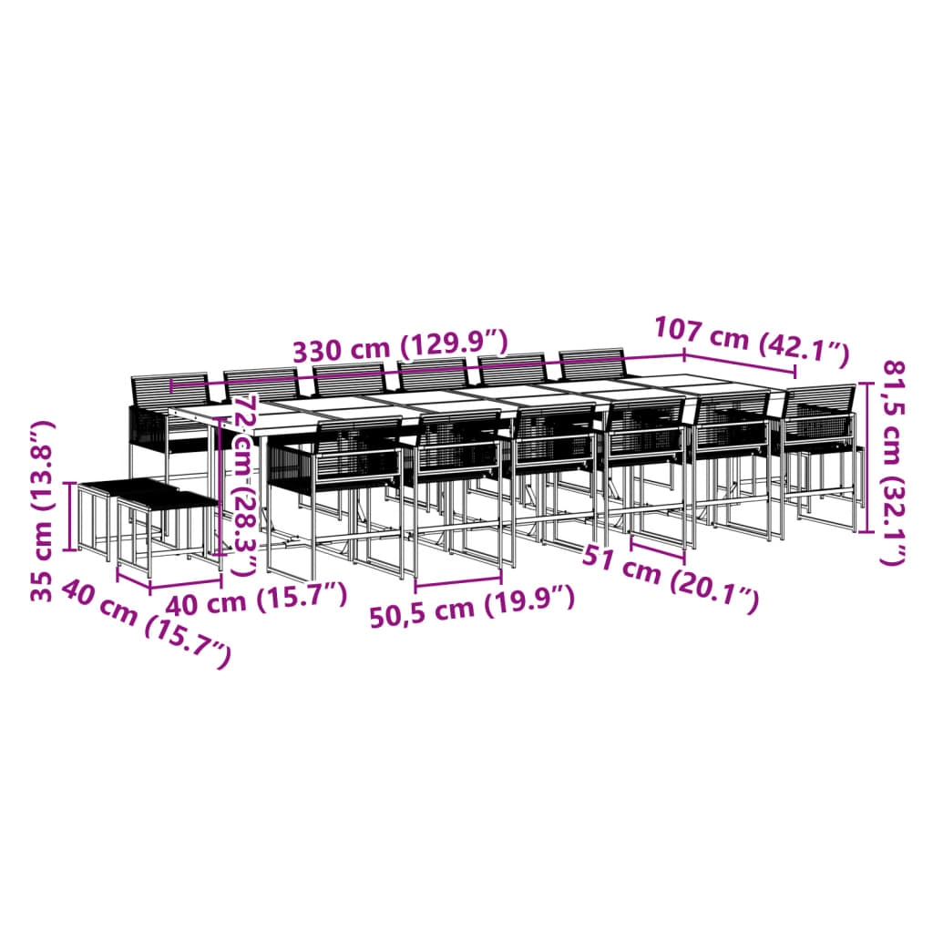 17-delige Tuinset poly rattan zwart is nu te koop bij PeponiXL, paradijselijk wonen!