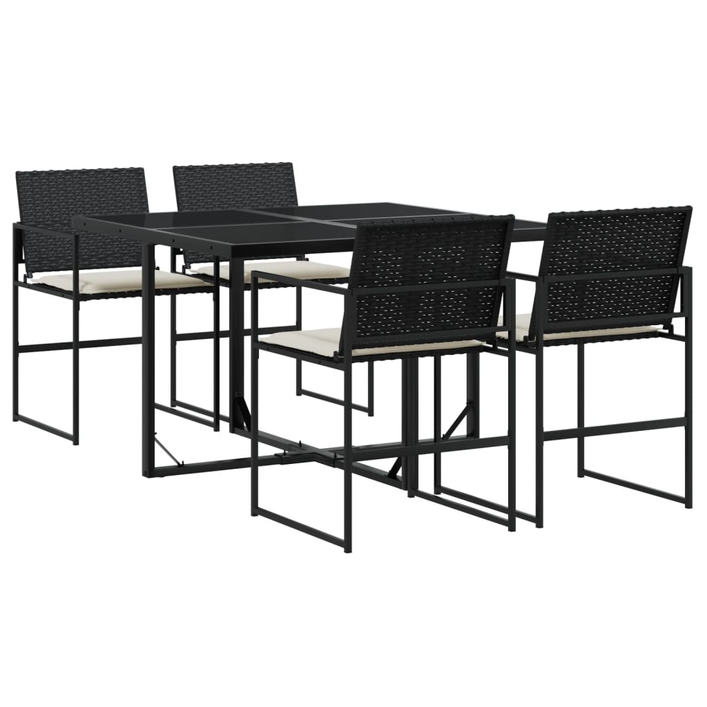 5-delige Tuinset met kussens poly rattan zwart is nu te koop bij PeponiXL, paradijselijk wonen!