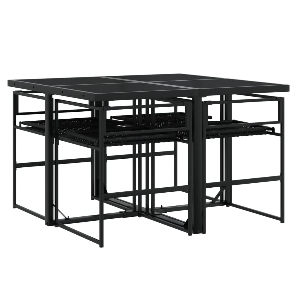 5-delige Tuinset met kussens poly rattan zwart is nu te koop bij PeponiXL, paradijselijk wonen!