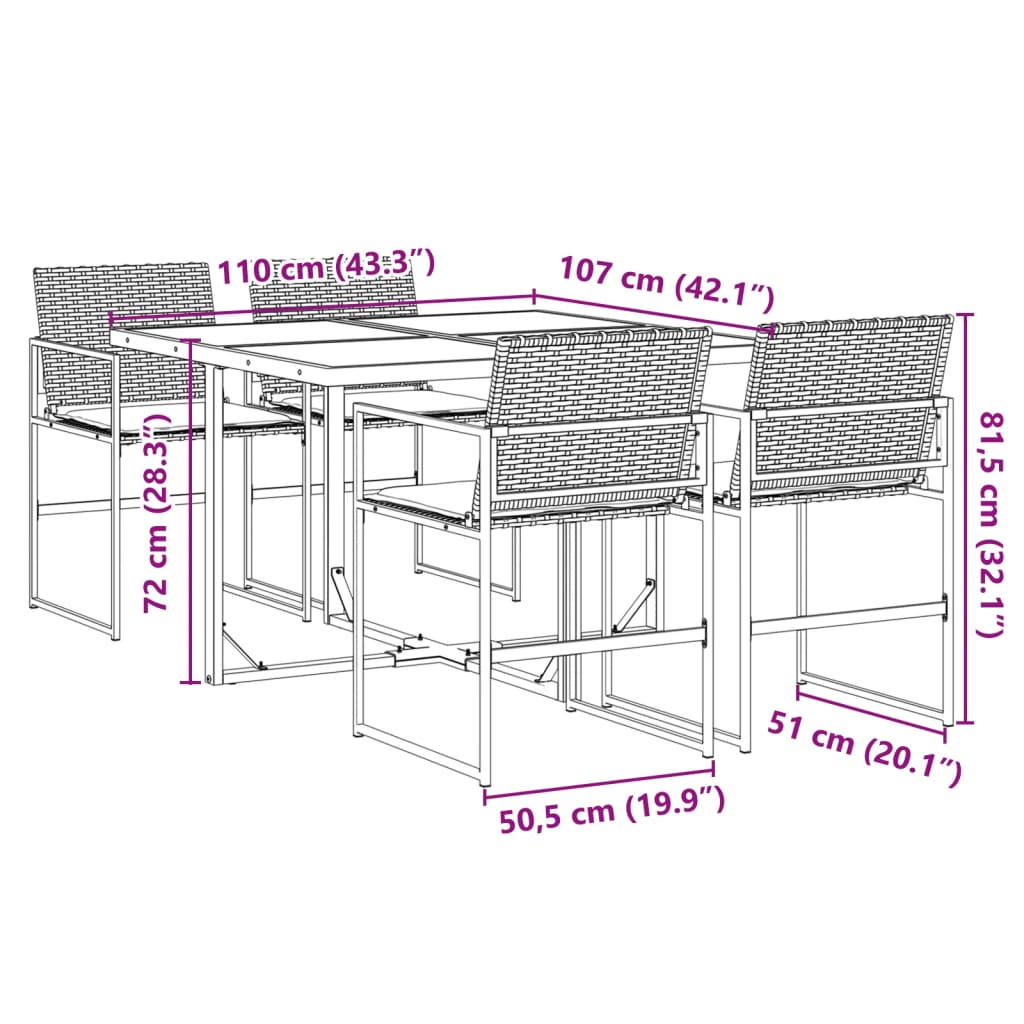 5-delige Tuinset met kussens poly rattan zwart is nu te koop bij PeponiXL, paradijselijk wonen!