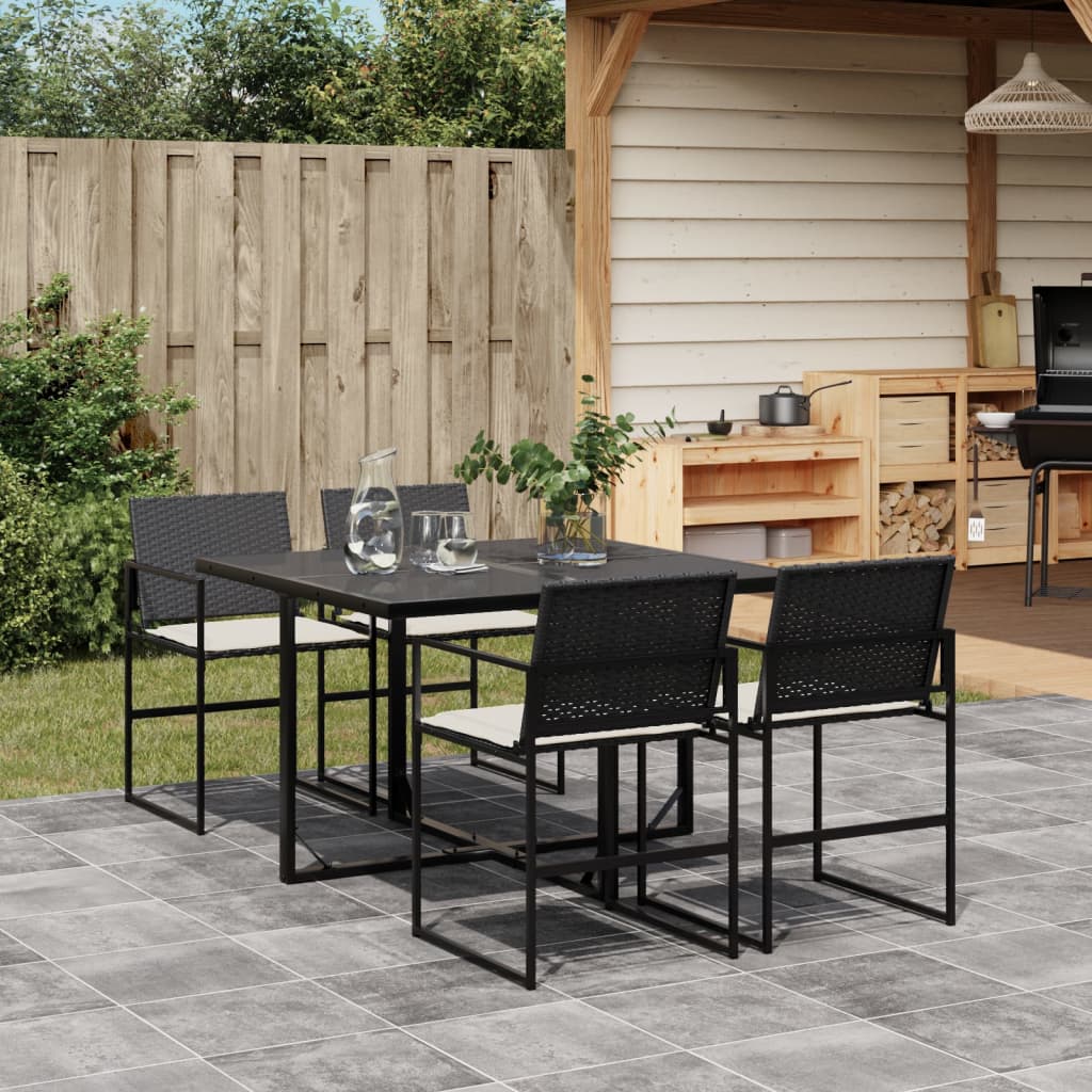 5-delige Tuinset met kussens poly rattan zwart is nu te koop bij PeponiXL, paradijselijk wonen!