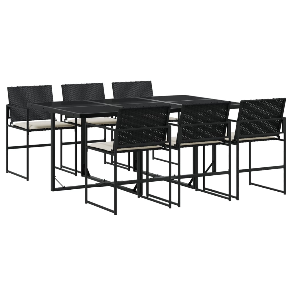 7-delige Tuinset met kussens poly rattan zwart is nu te koop bij PeponiXL, paradijselijk wonen!