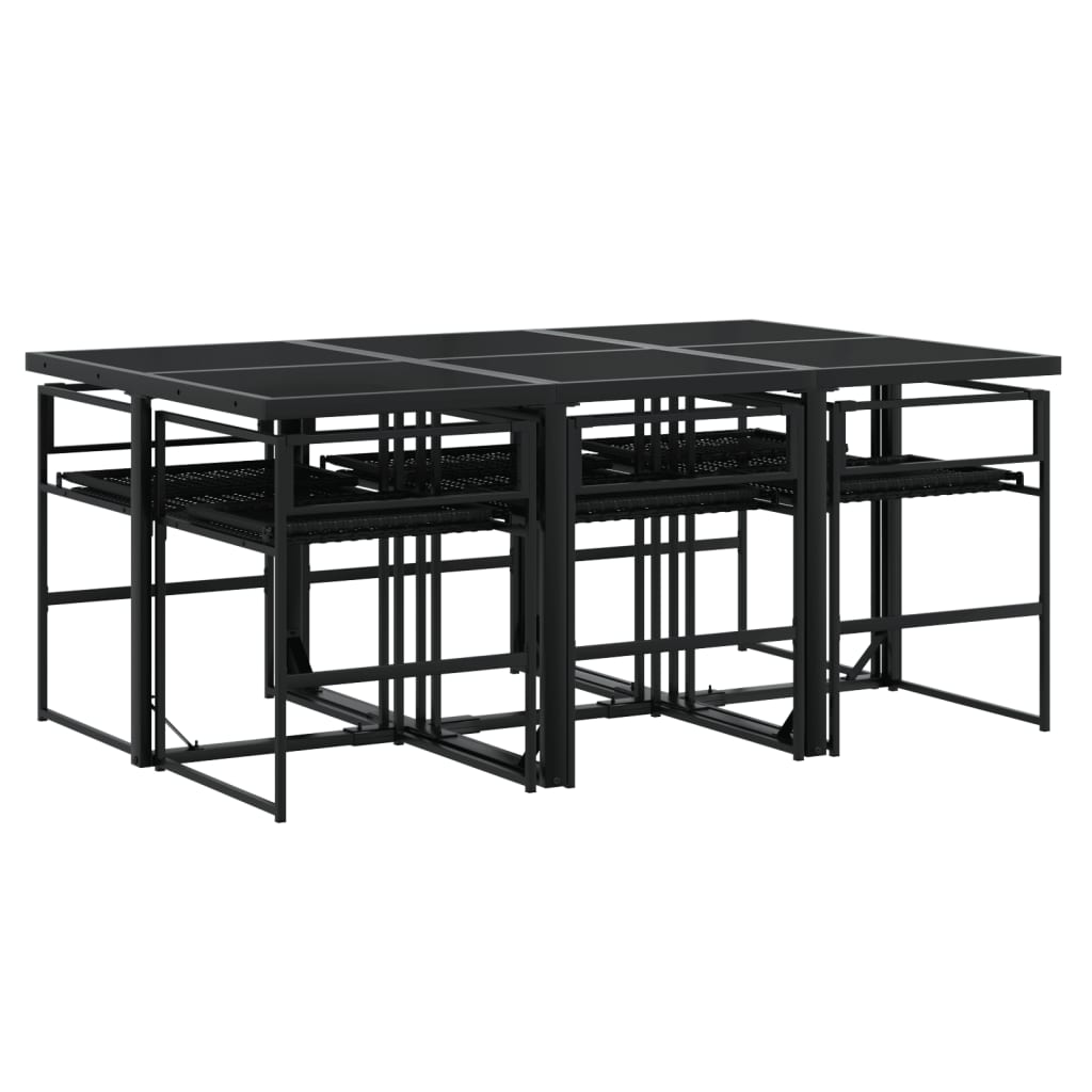7-delige Tuinset met kussens poly rattan zwart is nu te koop bij PeponiXL, paradijselijk wonen!