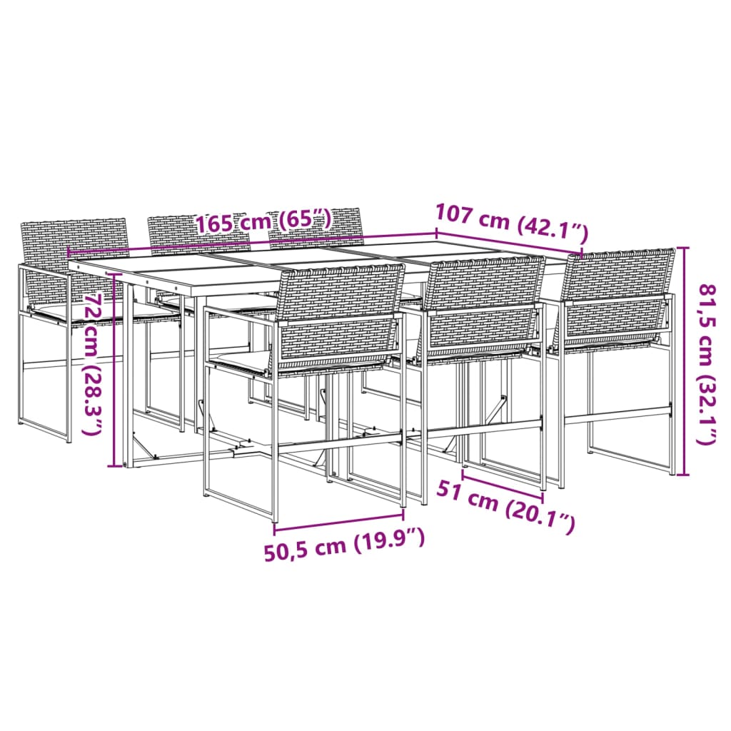 7-delige Tuinset met kussens poly rattan zwart is nu te koop bij PeponiXL, paradijselijk wonen!