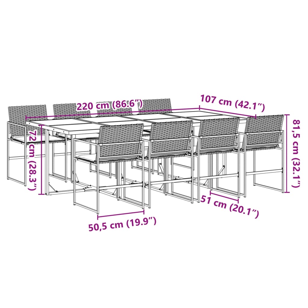 9-delige Tuinset poly rattan zwart is nu te koop bij PeponiXL, paradijselijk wonen!
