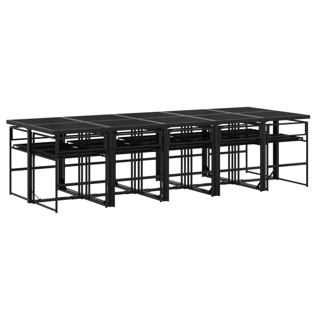 11-delige Tuinset met kussens poly rattan zwart is nu te koop bij PeponiXL, paradijselijk wonen!