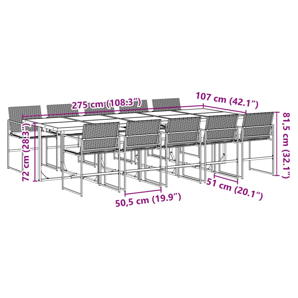 11-delige Tuinset met kussens poly rattan zwart is nu te koop bij PeponiXL, paradijselijk wonen!