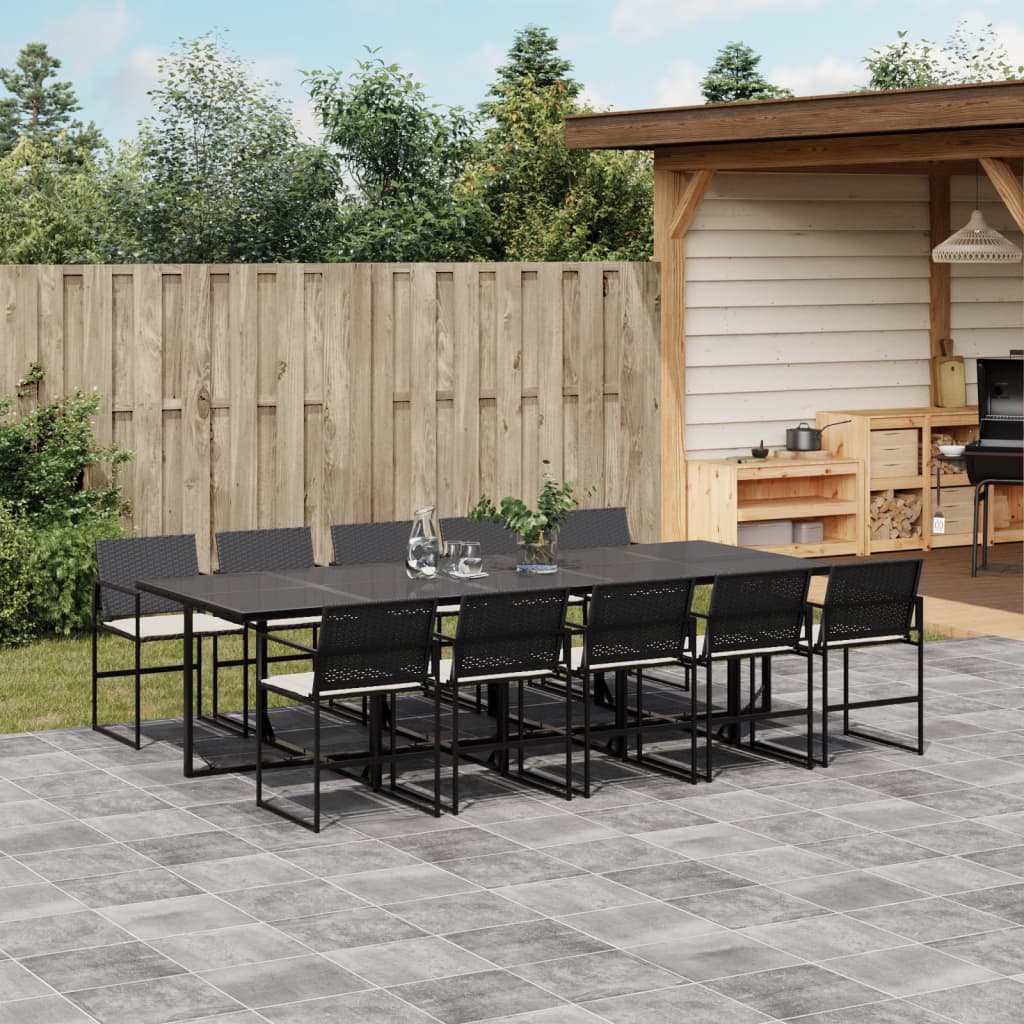 11-delige Tuinset met kussens poly rattan zwart is nu te koop bij PeponiXL, paradijselijk wonen!