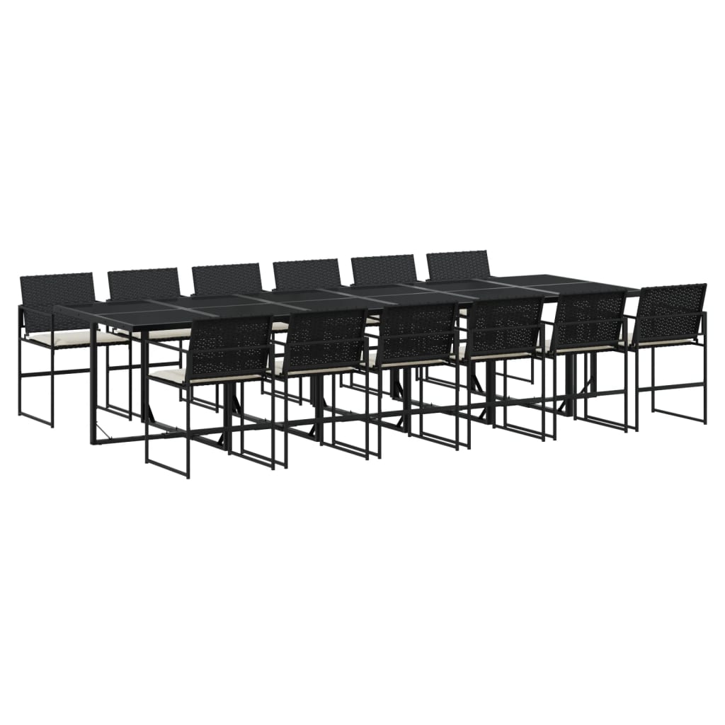 13-delige Tuinset met kussens poly rattan zwart is nu te koop bij PeponiXL, paradijselijk wonen!