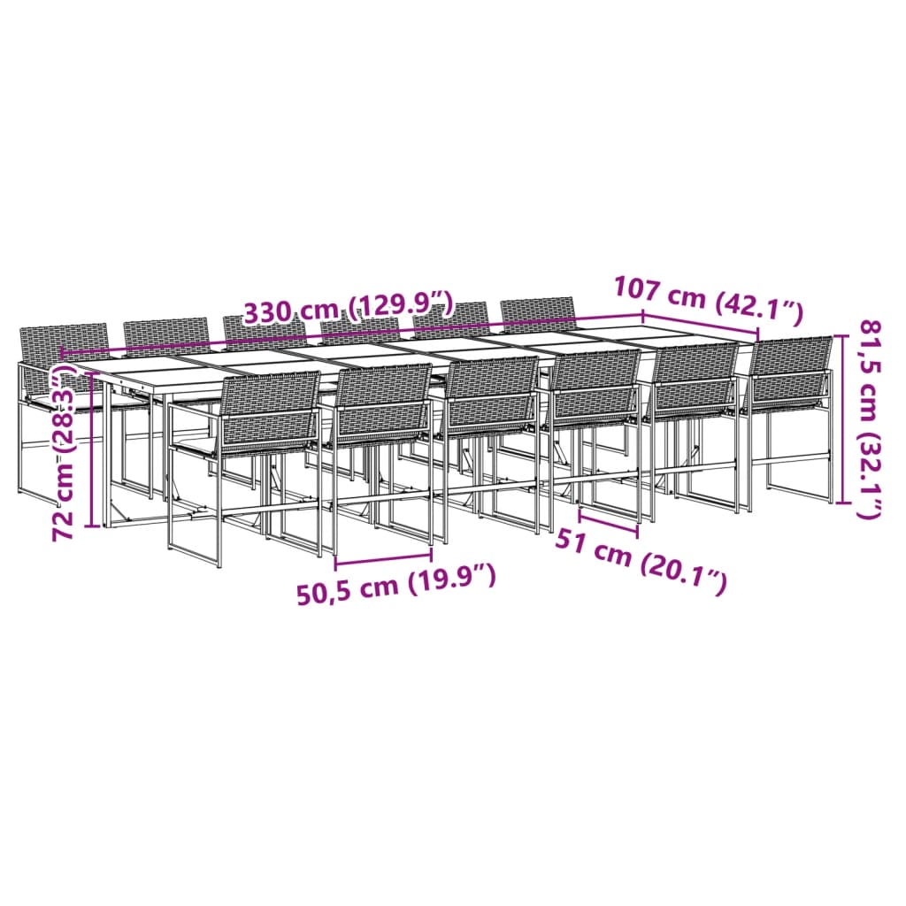 13-delige Tuinset met kussens poly rattan zwart is nu te koop bij PeponiXL, paradijselijk wonen!