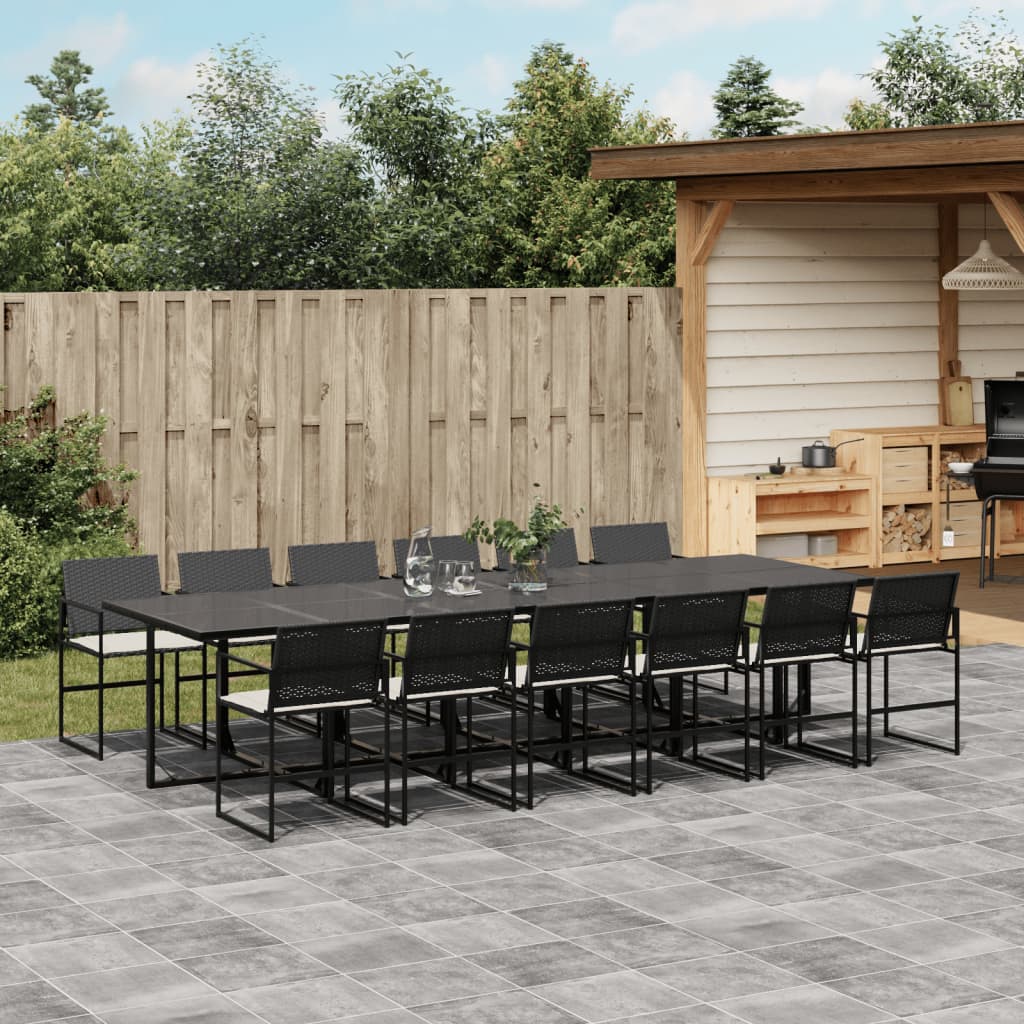 13-delige Tuinset met kussens poly rattan zwart is nu te koop bij PeponiXL, paradijselijk wonen!