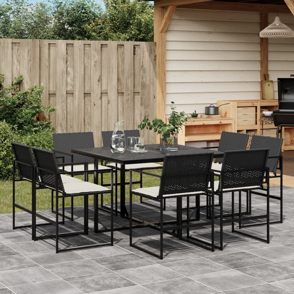 9-delige Tuinset poly rattan zwart is nu te koop bij PeponiXL, paradijselijk wonen!