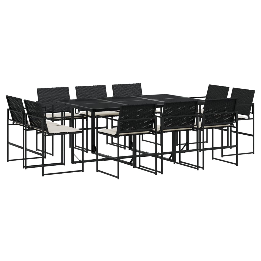 11-delige Tuinset met kussens poly rattan zwart is nu te koop bij PeponiXL, paradijselijk wonen!