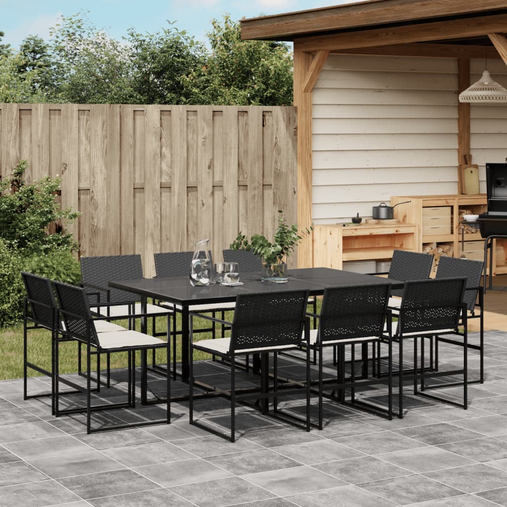 11-delige Tuinset met kussens poly rattan zwart is nu te koop bij PeponiXL, paradijselijk wonen!