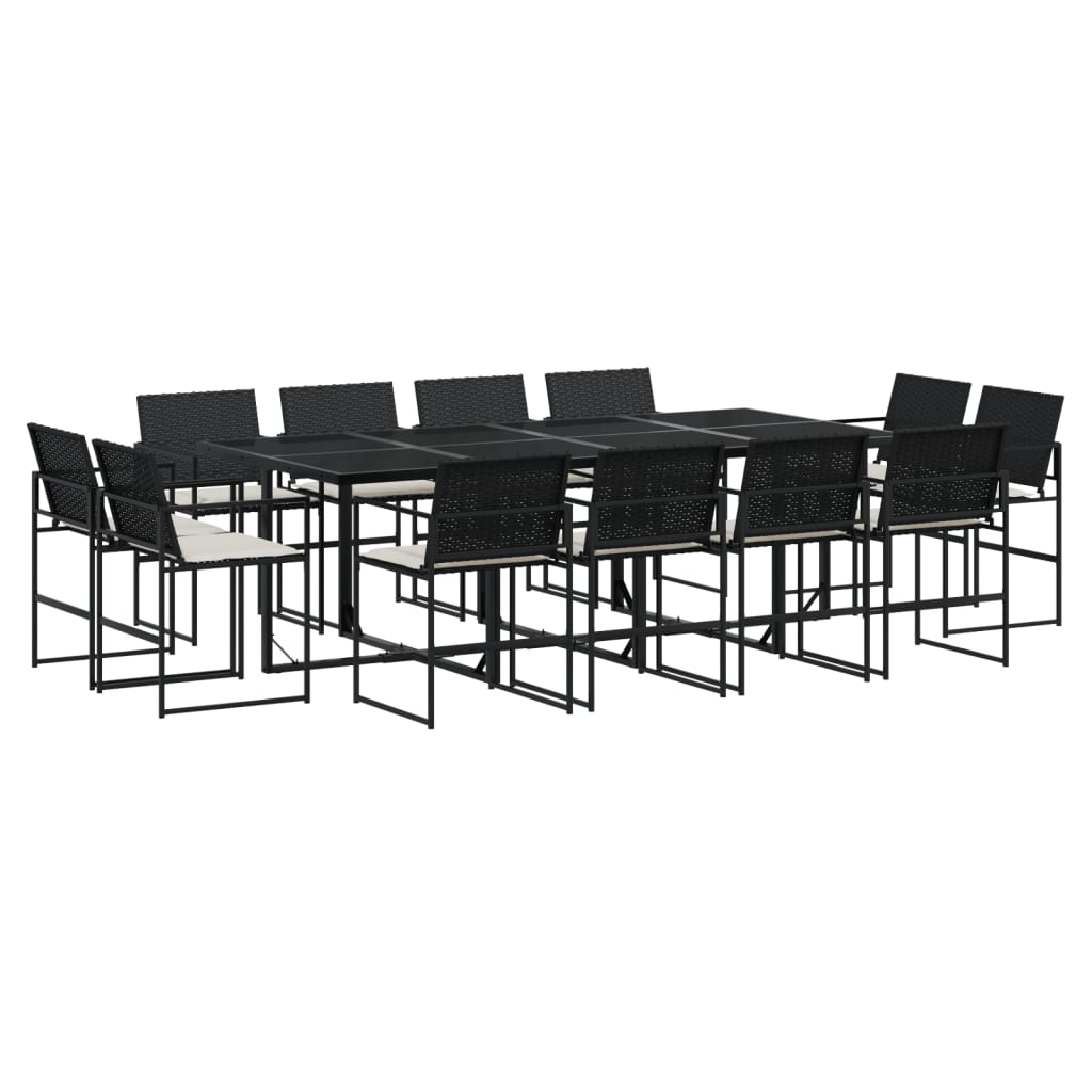 13-delige Tuinset met kussens poly rattan zwart is nu te koop bij PeponiXL, paradijselijk wonen!
