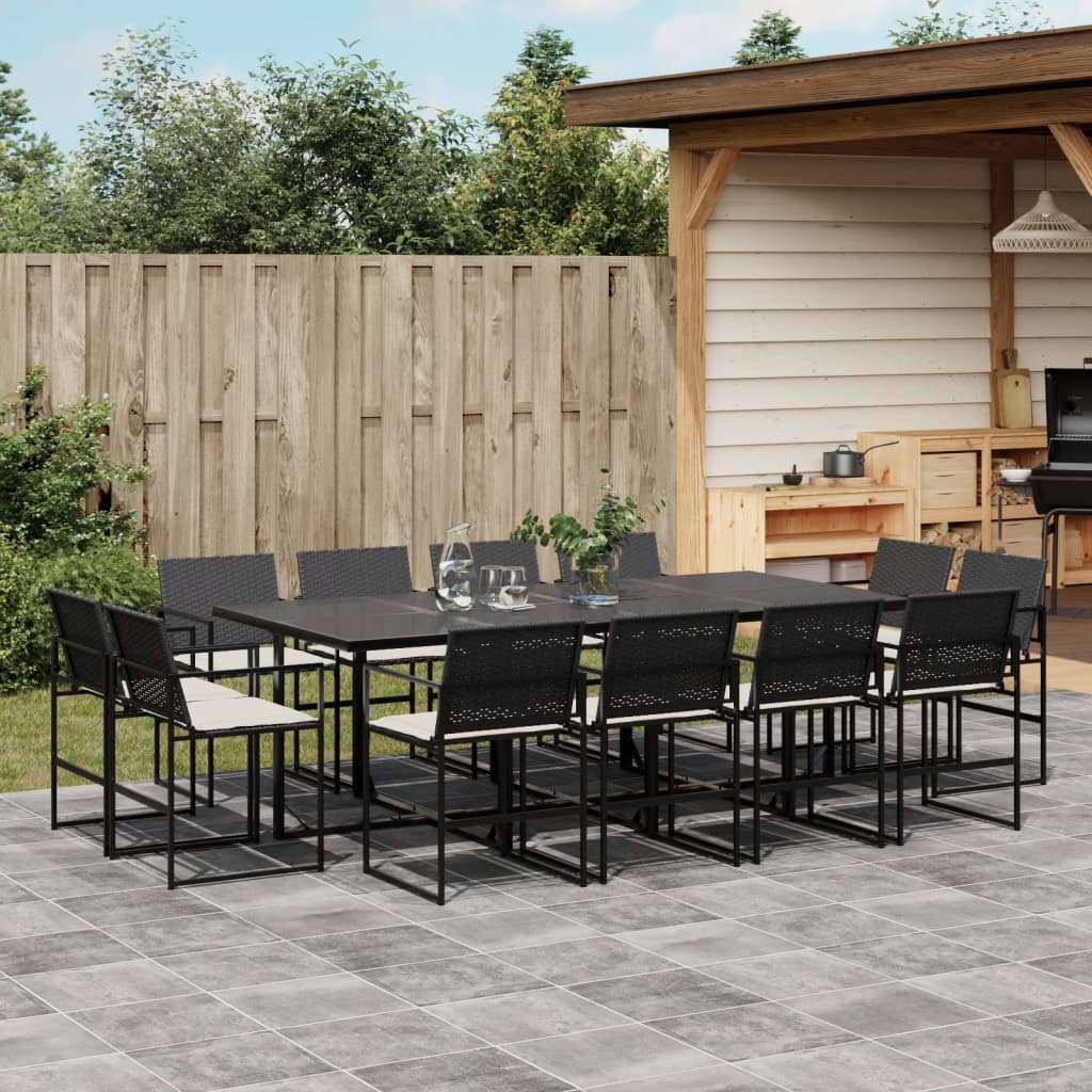 13-delige Tuinset met kussens poly rattan zwart is nu te koop bij PeponiXL, paradijselijk wonen!
