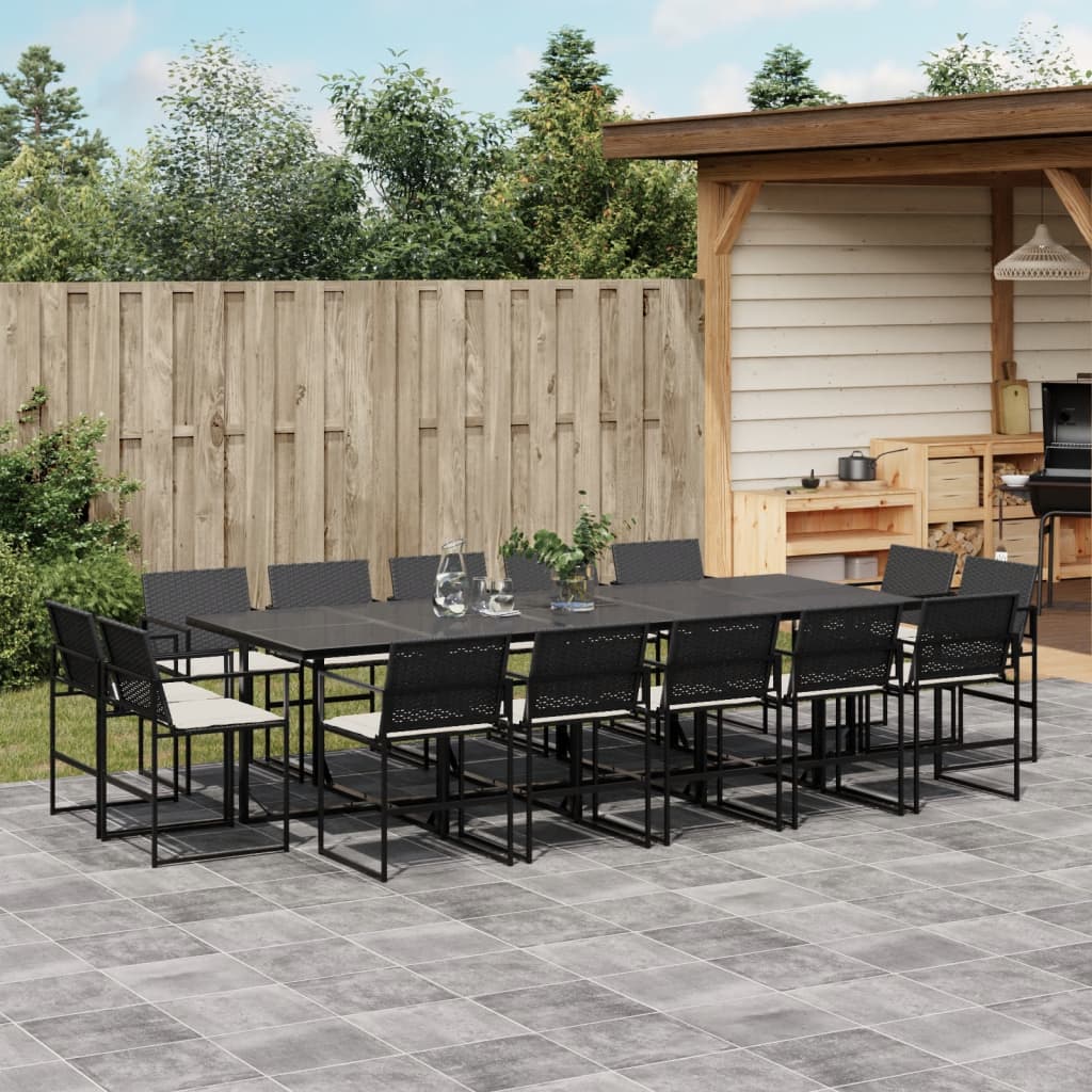 15-delige Tuinset met kussens poly rattan zwart is nu te koop bij PeponiXL, paradijselijk wonen!