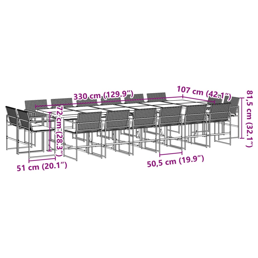 17-delige Tuinset met kussens poly rattan zwart is nu te koop bij PeponiXL, paradijselijk wonen!